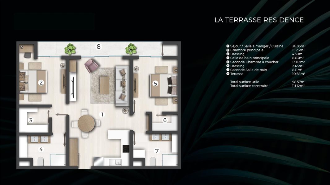 appartement 3 pièces en vente sur Cap Malheureux Cap Malheureux Appartement 3 pièces 112 m² Vente