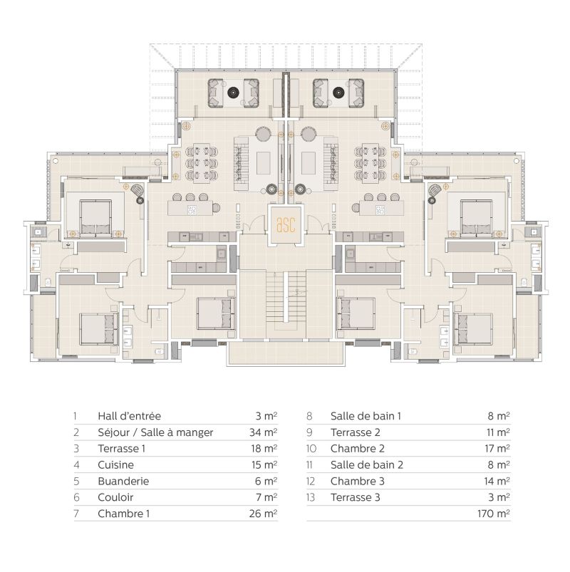 apartment 5 rooms for sale on Rivière Noire Rivière Noire Apartment 5 rooms 170 m² Sale