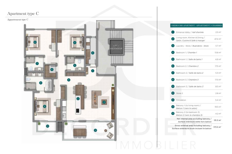 Pointe aux Canonniers Appartement 3&nbsp;pièces 130&nbsp;m² Vente