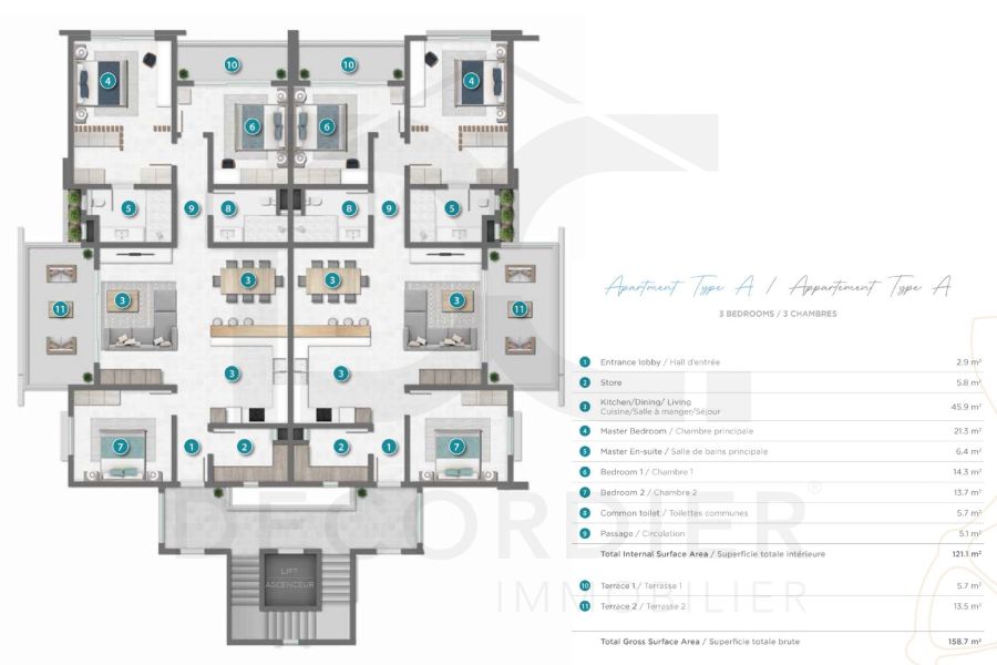 Pereybere Appartement 3&nbsp;pièces 145&nbsp;m² Vente