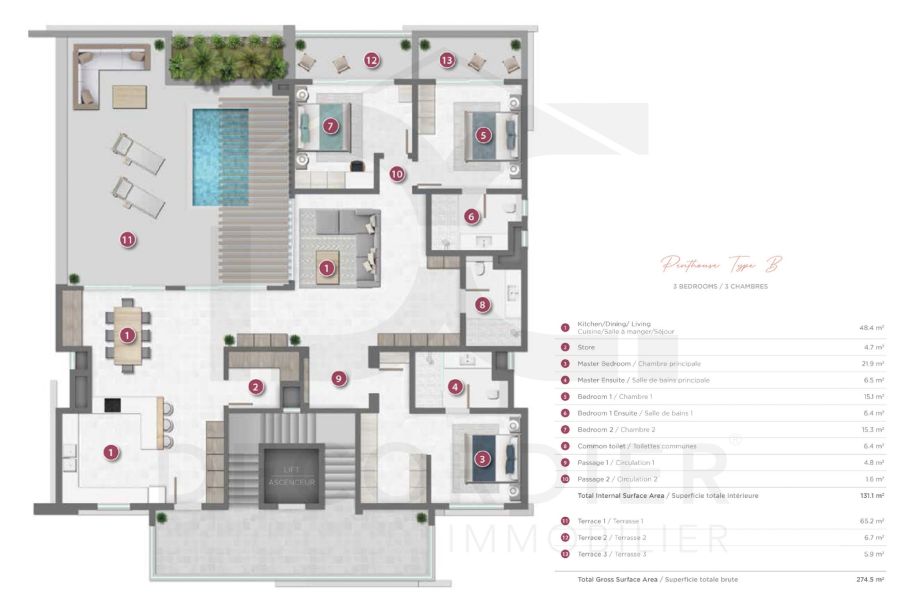 Pereybere Appartement 3&nbsp;pièces 145&nbsp;m² Vente