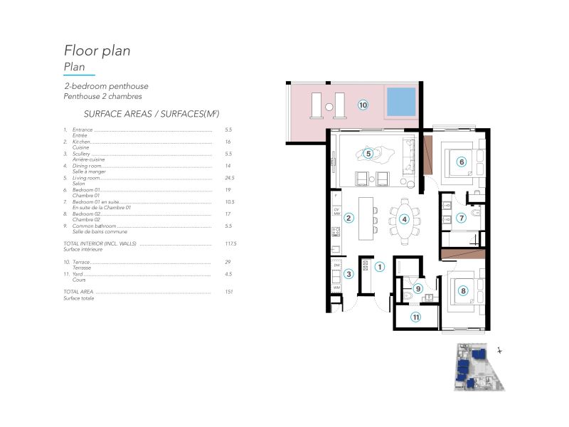 Trou aux Biches Penthouse 3&nbsp;rooms 117&nbsp;m² Sale