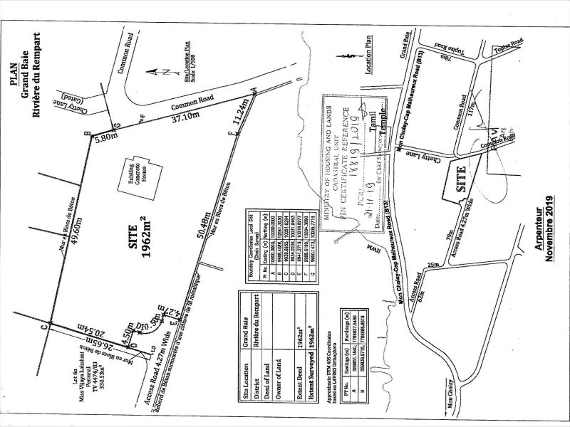 terrain en vente sur Grand Baie Grand Baie Terrain 1962 m² Vente